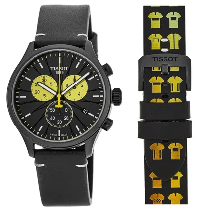 Pre-owned Tissot Chrono Xl Tour De France 2019 Men's Leather Watch Set T1166173605111