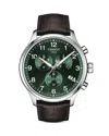 Tissot Chrono Xl Classic Quartz Chronograph Green Dial Brown Leather Strap Men's Watch T116.617.16.092.00 In Green/brown
