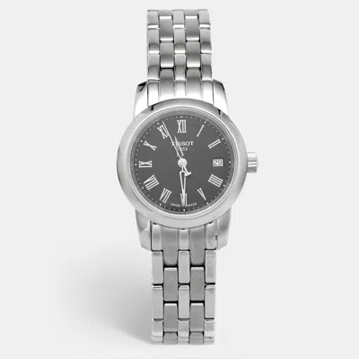 Pre-owned Tissot Classic Dream T033.210.11.053.00 Black Dial Stainless Steel Women's Wristwatch 28 Mm In Silver