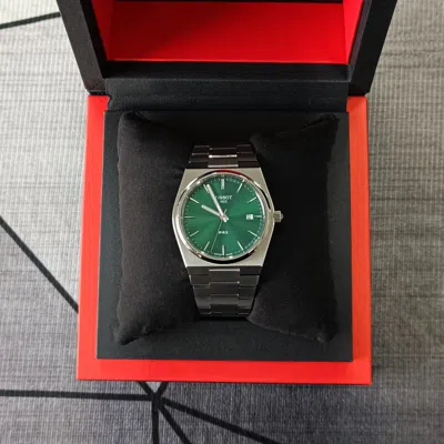 Pre-owned Tissot Classic  T137.410.91.00 Men's Prx/316l Green Dial And Quartz 40mm-