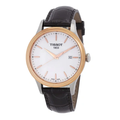 Tissot Couturier White Dial Brown Leather Men's Watch T9124104601100 In Brown / Gold Tone / Rose / Rose Gold Tone / White