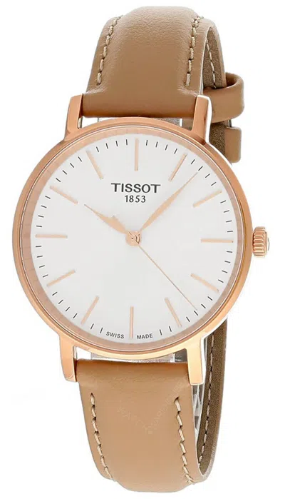 Pre-owned Tissot Everytime 34mm Beige Leather Women's Watch T143.210.36.011.00