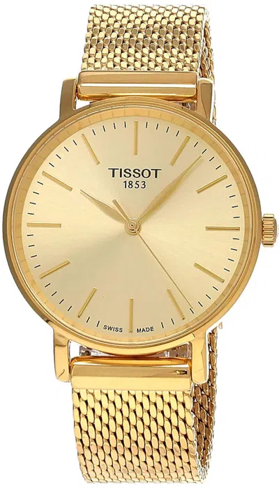 Pre-owned Tissot Everytime 34mm Ss Champagne Dial Unisex Watch T143.210.33.021.00