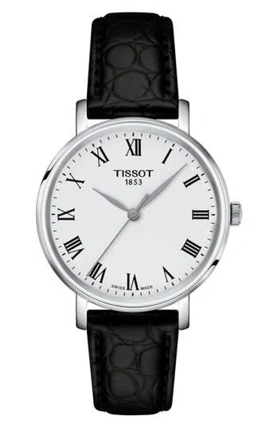 Tissot Everytime Desire Leather Strap Watch, 34mm In Metallic