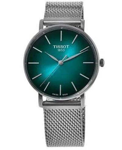 Pre-owned Tissot Everytime Green-black Dial Steel Men's Watch T143.410.11.091.00