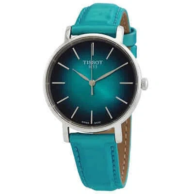 Pre-owned Tissot Everytime Lady Quartz Turquoise Dial Watch T1432101709100