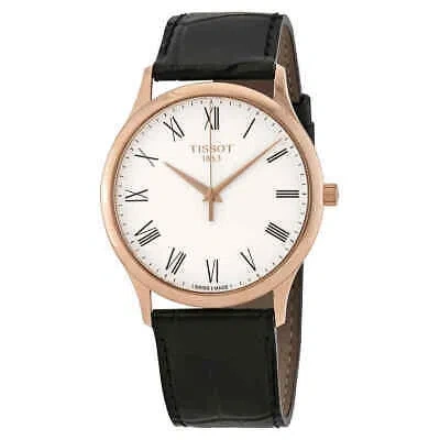 Pre-owned Tissot Excellence Men's 18kt Rose Gold Black Leather Watch T926.410.76.013.00