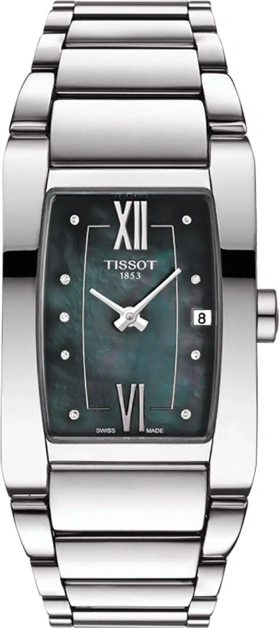 Pre-owned Tissot Generosi-t Ladies Black Mother Of Pearl Dial Watch T1053091112600