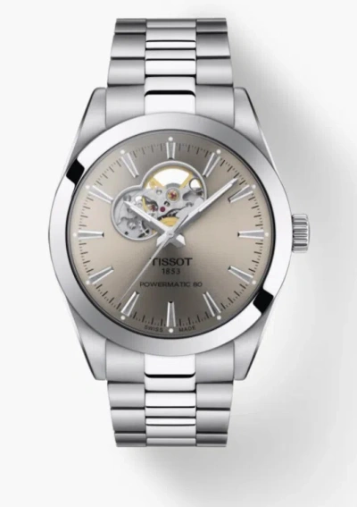 Pre-owned Tissot Gentle Men Powermatic 80 Open Heart Watch T1274071108100