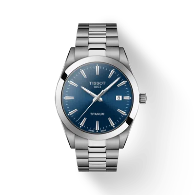 Pre-owned Tissot Gentleman Blue Dial Swiss Titanium Men's Watch T1274104404100