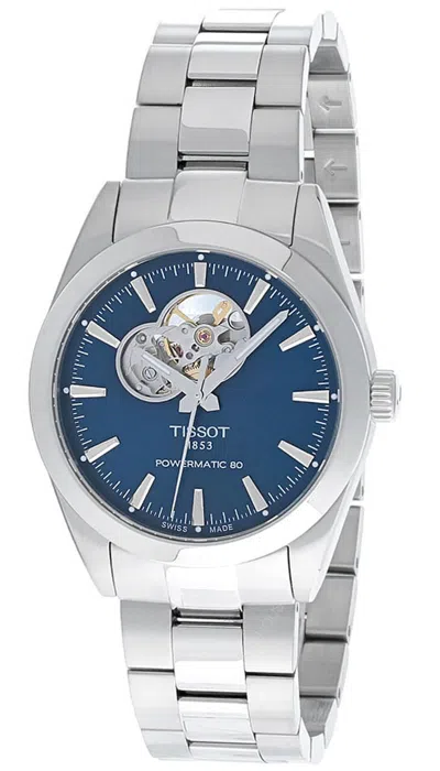 Pre-owned Tissot Gentleman Open Heart 40mm Blu Dial Men's Watch T127.407.11.041.01