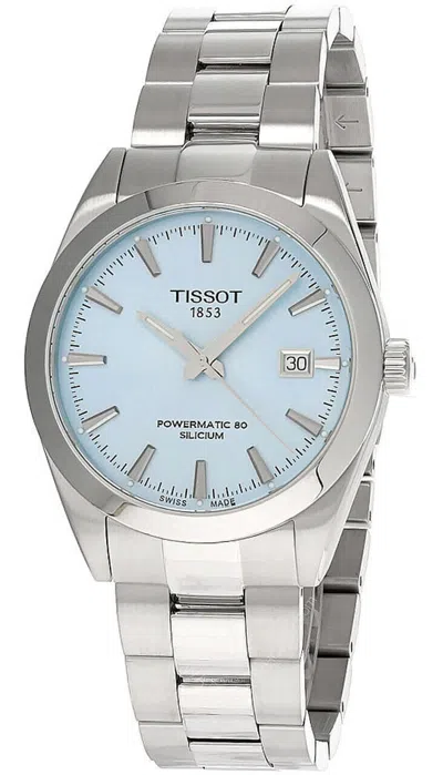 Pre-owned Tissot Gentleman Powermatic 80 40mm Ice Blu Dial Men's Watch T127.407.11.351.00
