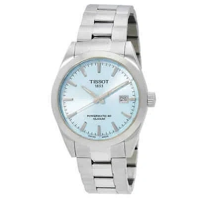 Pre-owned Tissot Gentleman Powermatic 80 Automatic Ice Blue Dial Watch T127.407.11.351.00