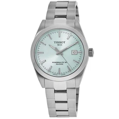Tissot Gentleman Powermatic 80 Light Blue Stainless Steel Men's Watch T127.407.11.351.00 In Metallic