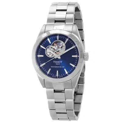 Pre-owned Tissot Gentleman Powermatic 80 Open Heart Automatic Blue Dial Men's Watch