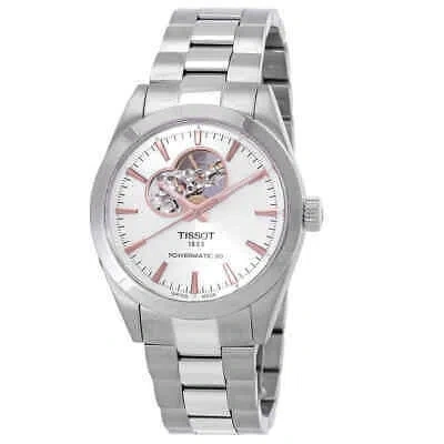 Pre-owned Tissot Gentleman Powermatic 80 Open Heart Automatic Silver Dial Watch