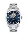 Tissot Gentleman Powermatic 80 Open Heart Watch 40mm In Blue/silver