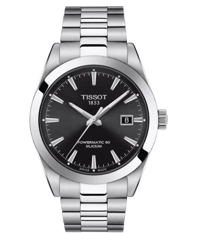 Pre-owned Tissot Gentleman Powermatic 80 Silicium Black Dial Men's Watch T1274071105100