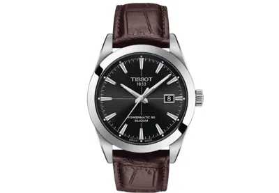 Pre-owned Tissot Gentleman Powermatic 80 Silicium Black Dial Men's Watch T1274071605101