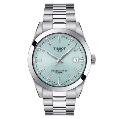Pre-owned Tissot Gentleman Powermatic 80 Silicium Ice Blue Watch T127.407.11.351.00