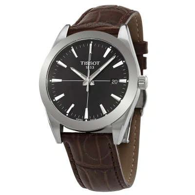 Tissot Gentleman Quartz Black Dial Men's Watch T127.410.16.051.01 In Black / Brown