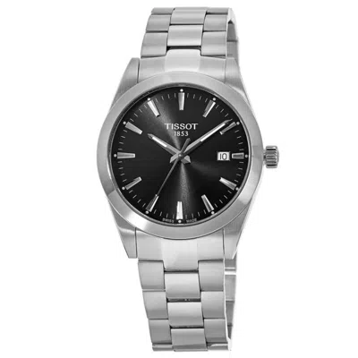 Tissot Gentleman Quartz Black Dial Stainless Steel Men's Watch T127.410.11.051.00 In Metallic