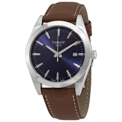 Tissot Gentleman Quartz Blue Dial Men's Watch T127.410.16.041.00 In Blue / Brown