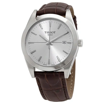 Tissot Gentleman Quartz Silver Dial Men's Watch T127.410.16.031.01 In Brown / Silver