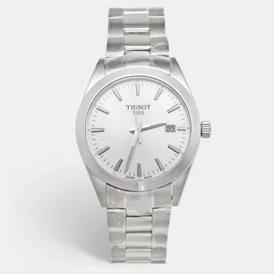 Pre-owned Tissot Gentleman T127.410.11.031.00 Silver Dial Stainless Steel Men's Wristwatch 40mm