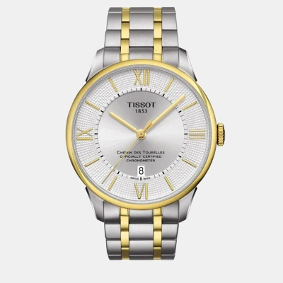 Pre-owned Tissot Gold Steel Watch 42 Mm In White