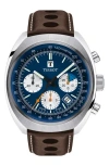 Tissot Heritage 1973 Nav Chronograph Leather Strap Watch, 43mm In Brown/blue