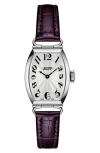 Tissot Women's Swiss Heritage Porto Purple Leather Strap Watch 22x30mm In Silver
