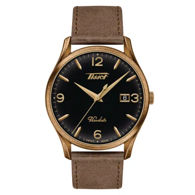 Pre-owned Tissot Heritage Visodate 40mm Quartz Brown Leather Bronze Watch T1184103605700