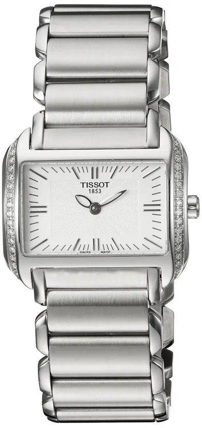 Pre-owned Tissot Ladies T-wave Stainless Steel Diamond Watch - T0233091103101