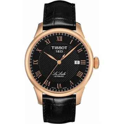 Pre-owned Tissot Le Locle 39mm Automatic Rose Gold Black Leather Watch T41.5.423.53