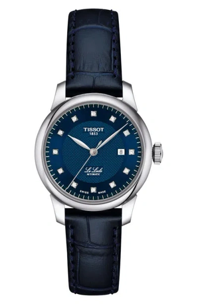 Tissot Le Locle Automatic Leather Strap Watch, 29mm In Blue