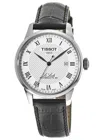 Tissot Men's Swiss Automatic T-classic Le Locle Powermatic 80 Black Leather Strap Watch 39.3mm In Silver