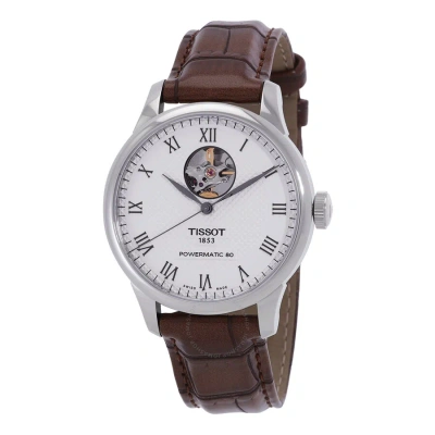 Tissot Le Locle Powermatic 80 Open Heart Silver Dial Men's Watch T0064071603301 In Brown / Silver