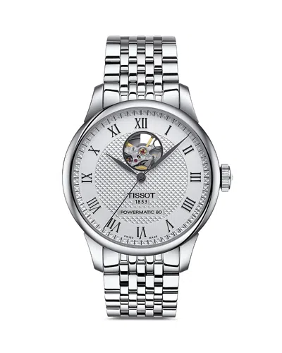 Tissot Men's Swiss Automatic Le Locle Powermatic 80 Open Heart Stainless Steel Bracelet Watch 39mm In Grey