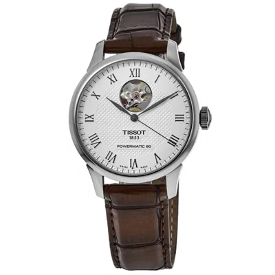 Tissot Le Locle Powermatic 80 Open Silver Dial Leather Strap Men's Watch
