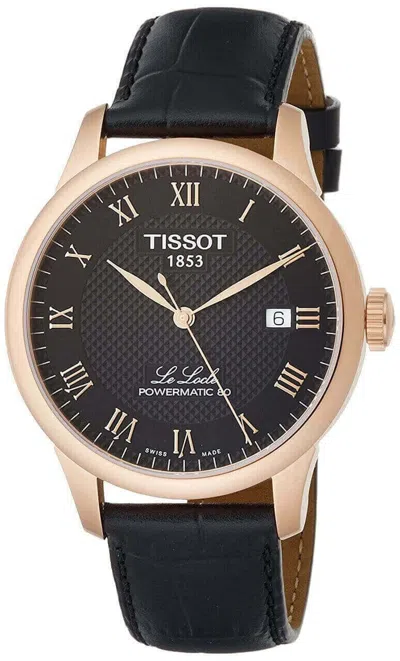 Pre-owned Tissot Le Locle Powermatic 80 Rose-g Pvd Blk Dial Watch T0064073605300