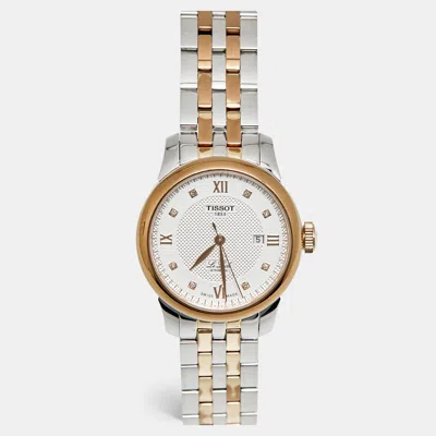 Pre-owned Tissot Le Locle T006.207.22.036.00 Silver & Diamond Dial Two Tone Stainless Steel Women's Wristwatch 29mm