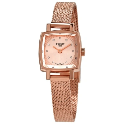 Tissot Lovely Square Diamond Rose Dial Ladies Watch T058.109.33.456.00 In Gold Tone / Rose / Rose Gold Tone