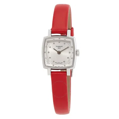 Tissot Lovely Square Valentines Quartz Diamond Silver Dial Ladies Watch T0581091603600 In Red