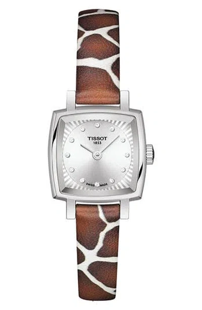 Tissot Lovely Wild Diamond Leather Strap Watch, 20mm In Multi
