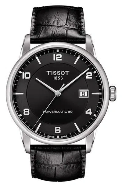 Tissot Luxury Gts Automatic Leather Strap Watch, 41mm In Black