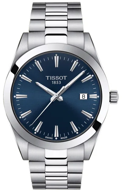 Pre-owned Tissot Men's 40mm Gentleman Blue Dial Stainless Steel Watch T127.410.11.041.00