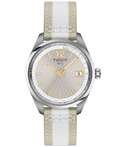 Tissot Men's Bicolor, Beige & White Textile Strap Watch 34mm In Gray