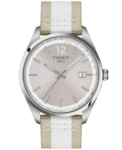 Tissot Men's Bicolor, Beige & White Textile Strap Watch 40mm In Gray