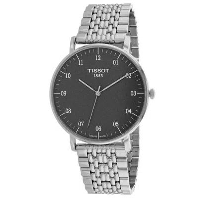 Tissot Men's Black Dial Watch In Silver